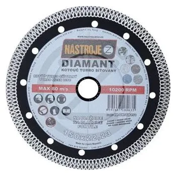 Řezný kotouč NÁSTROJE CZ diamantový kotouč TURBO síťovaný 180*1,6*22,2mm, žula, dlažba, keramika IM-DK-TM180