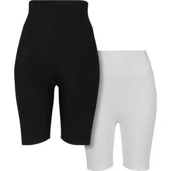 Dámské legíny Urban Glassics Ladies High Waist Cycle Shorts 2-Pack - black/white XS