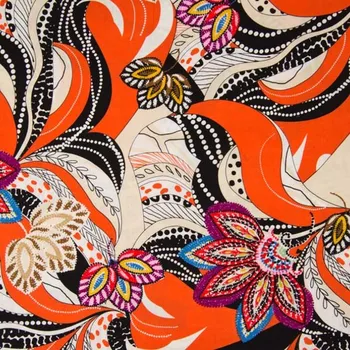 Šatovka oranžová, barevný vzor, š.140