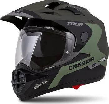 Helma na motorku Cassida Tour 1.1 Spectre matná army zelená/šedá/černá