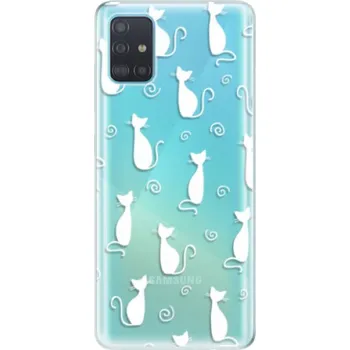 Pouzdro na mobilní telefon Odolné silikonové pouzdro iSaprio - Cat pattern 05 - white - Samsung Galaxy A51