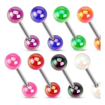 Piercing Piercing do jazyku činka s perleťovými kuličkami HWBAD1103