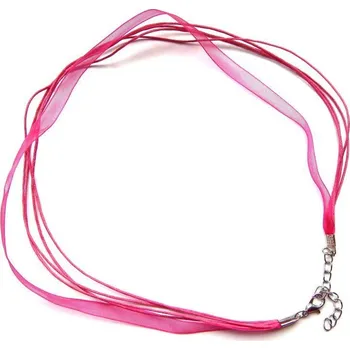Řetízek Tmavě růžová šňůrka na krk z organzy