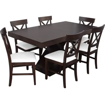 Jídelní set Jídelní set pro 6 osob - RK044, Barva dřeva: wenge, Potah: Lawa 02 MIRJAN 5902928447415