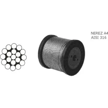 Železářství MTR Lano z nerezové oceli A4 DIN3055 (1×19) malá cívka Varianta: Lano nerezové, ocel A4 DIN3055 (1×19) malá cívka 1mm nerez A4
