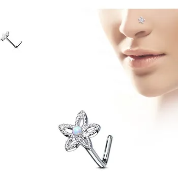 Piercing Piercing do nosu kytička - opál