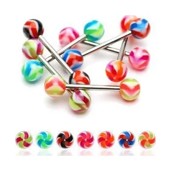 Piercing Piercing činka chirurgická ocel s UV kuličkami HKPJ01066