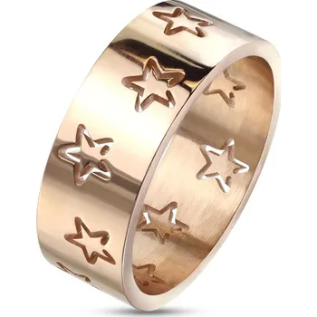 Prsten Ocelový prsten s hvězdami zlacený (55)