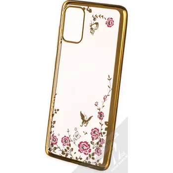 Pouzdro na mobilní telefon Forcell Diamond Flower TPU ochranný kryt pro Samsung Galaxy A71 zlatá (gold)
