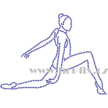 C183 - gymnastka hot-fix nažehlovací kamínková aplikace na textil, rozměry cca 16,5x12,6cm barva: kameny barva 101 Crystal /stříbrná