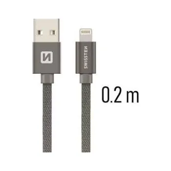Datový kabel Swissten Datový kabel USB/lightning TEXTILE 0,2m šedý Swissten Datový kabel USB/lightning TEXTILE 0,2m šedý