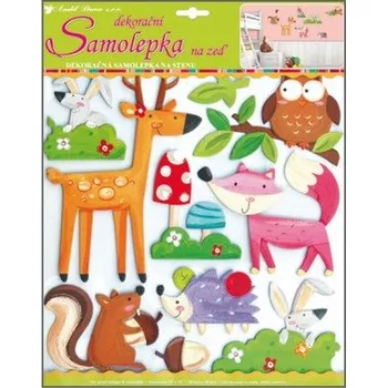 Samolepící dekorace Samolepky na zeď lesní zvířátka z tvrdého papíru, 30,5x30,5cm