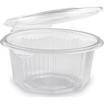 Jednorázové nádobí Plastová miska osmiboká průhledná s víčkem 500 ml (PP) (50 ks)