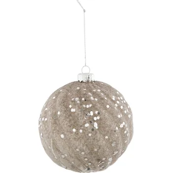 Vánoční dekorace Skleněná vánoční koule se stříbrnými třpytkami - Ø 9*11 cm