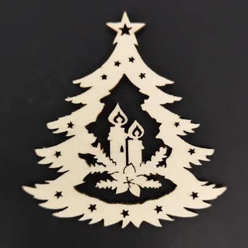 Vánoční dekorace AMADEA Dřevěná ozdoba stromek se svíčkami 6 cm