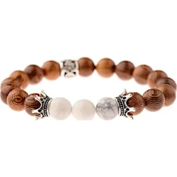 Náramek Modlitební dřevěné korálky na ruku - s korunkami