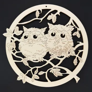 Dekorativní magnet AMADEA Dřevěný obrázek k vymalování sovy v kolečku 20 cm