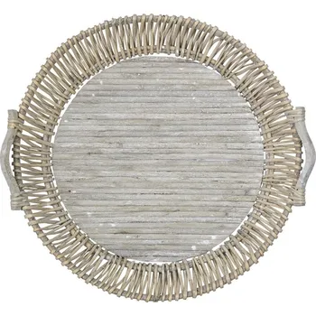 Dřevěný kulatý podnos s uchy Willows L - Ø 86*11cm