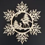 AMADEA Dřevěná ozdoba vločka se srnkami 20 cm