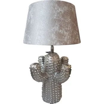 Lampička Stříbrná kovová stolní lampa Cactus -Ø 25*43 cm/ E27