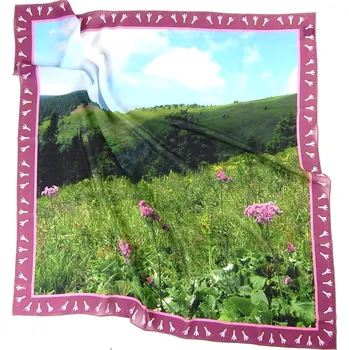 Šátek HEDVA ČESKÝ BROKÁT Šátek PESh 525 70x70 tisk VELKÝ KOTEL foto Barva: růžová