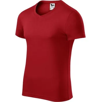 MALFINI Triko SLIM FIT V-NECK MAN 180g, různé barvy VELIKOST M červené