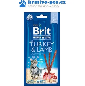 Pamlsek pro kočku Brit Premium Cat by Nature Sticks Turkey&Lamb(3pcs)