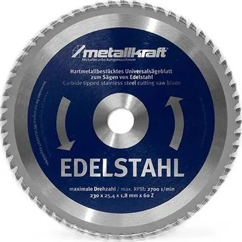 Pilový kotouč Pilový kotouč na ušlechtilou ocel NEREZ 230mm (pro CS230) - Metallkraft 60Z