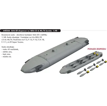 Plastikový model Eduard 1/48 SUU-20 dispenser w/ BDU-33 & Mk.76 bombs