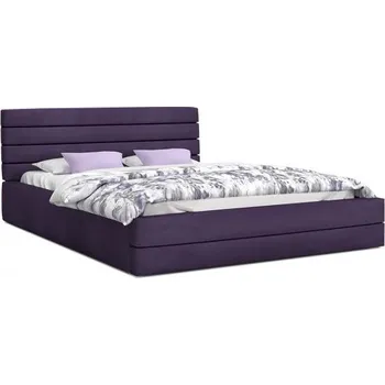 Postel Čalouněná postel TOPAZ fialová 180x200 semiš s kovovým roštem