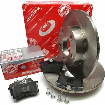 Brzdový kotouč Přední, zadní kotouče a destičky AUDI A3, GOLF 4 IV, FABIA, OCTAVIA - MASTERSPORT (Sada předních i zadních brz)