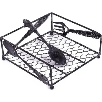 Stojánek na ubrousky - motiv příbory 19x19cm