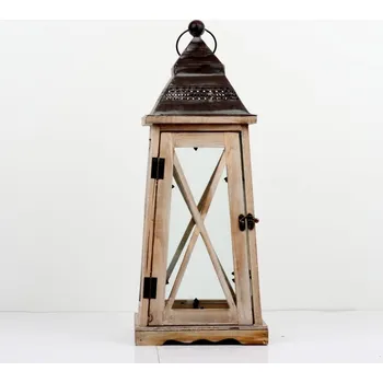 Lucerna Dřevěná lucerna kónická 59cm