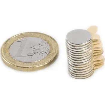 Dekorativní magnet Neodymový magnet kotouč Ø 10 mm, v. 1 mm, samolepicí 3M, síla 500 g