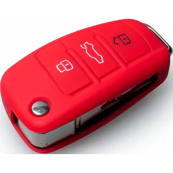 Autoklíč Silikonový obal na klíč Audi s vystřelovacím klíčem Barva: červená