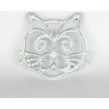 Podložka pod hrnec Litinová podložka pod hrnec bílá kočka 16,5cm