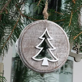 Vánoční ozdoba Závěsná dřevěná ozdoba stromeček 8cm