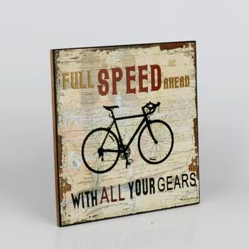 Plechová cedule Dřevěná cedule Full speed ahead 25x25cm