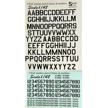 Plastikový model Print Scale 1/48 USAF modern stencil letters&numbers (BLACK)