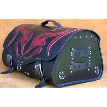 Zavazadlo na motocykl Kožený moto kufr K22 Red Demon, 39L - bez nýtů / bez boční kapsičky