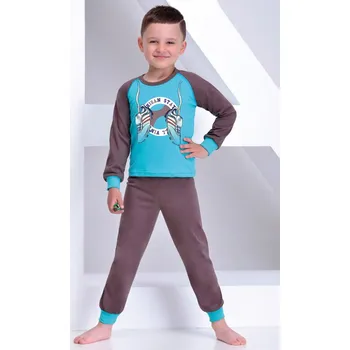 Chlapecké pyžamo Taro, dětské pyžamo 765-Gawel, dlouhý rukáv, hnědá, vel. 116