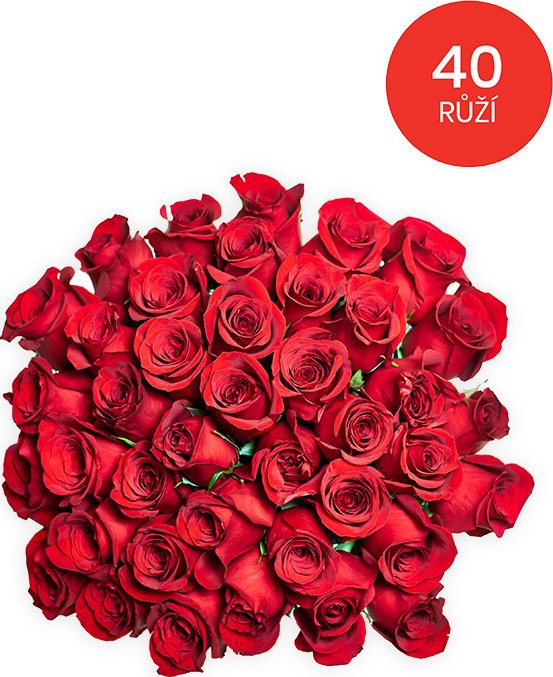 Rozvoz květin - 40 RŮŽÍ 70cm