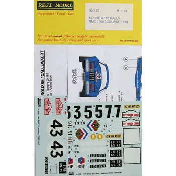 Plastikový model Reji model 1/24 Alpine A110 Rallye RMC 1968 / T.de Corse 1970