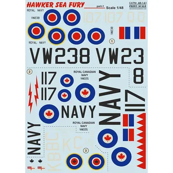 Plastikový model Print Scale 1/48 Hawker Sea Fury - part 1 (wet decals)