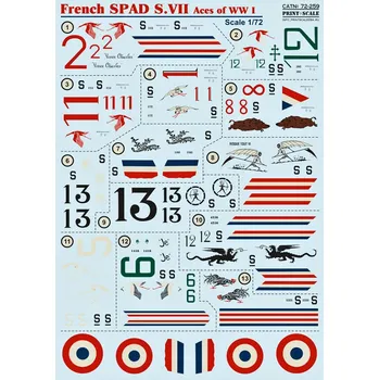 Plastikový model Print Scale 1/72 SPAD S.VII French Aces WWI (wet decals)