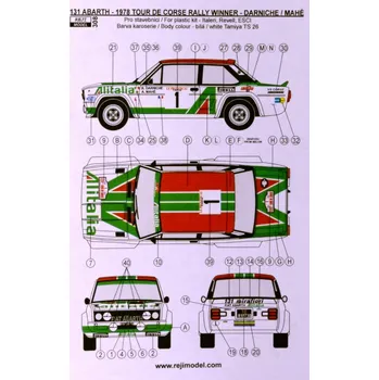 Plastikový model Reji model 1/24 Fiat 131 Abarth Alitalia '78 Portugal/M.Carlo