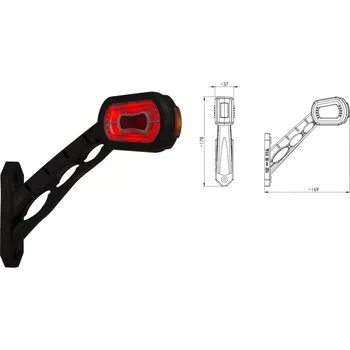 Přídavný světlomet světlo obrys.LED-červeno/bílé/oranž-12/24V-šikmé- pravé