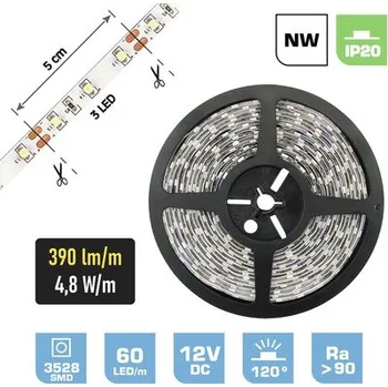 LED páska LED pásek FK technics IP20 2,4 W 195 lm 4300 K 0,5 m bílý. metrážové zboží