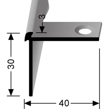 Stavební profil Schodová lišta ohebná pro 3 mm / d. 2,5m lepidlo,hmoždinka| Küberit 871 EB Provedení: stříbrný F4 2198710044