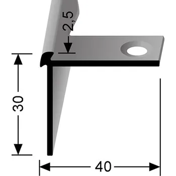 Stavební profil Schodová lišta ohebná pro 2,5 mm / d. 2,5m lepidlo,hmoždinka| Küberit 870 EB Provedení: stříbrný F4 219 870 004 4